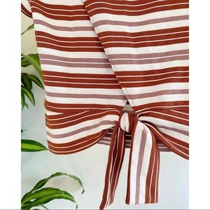 LOFT striped bow-back top